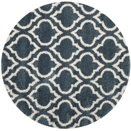 Flowers First 7 x 7 ft. Round Hudson Shag Power Loomed Round Rug, Slate Blue & Ivory FL1881784